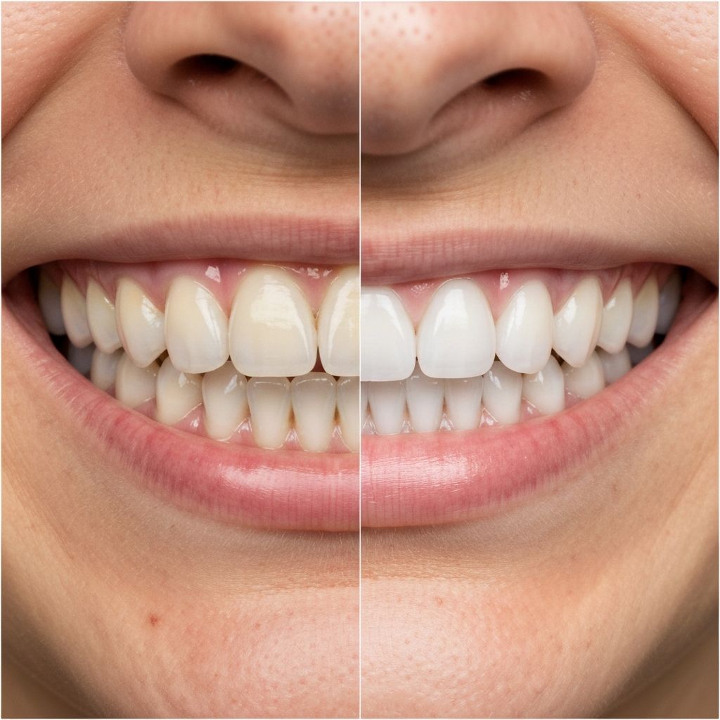 Antes e depois de tratamento dental